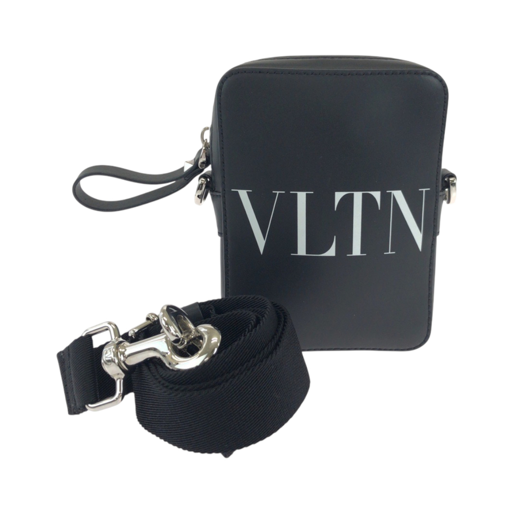 Valentino VLTN logo black and white leather shoulder bag/pouch for women with...